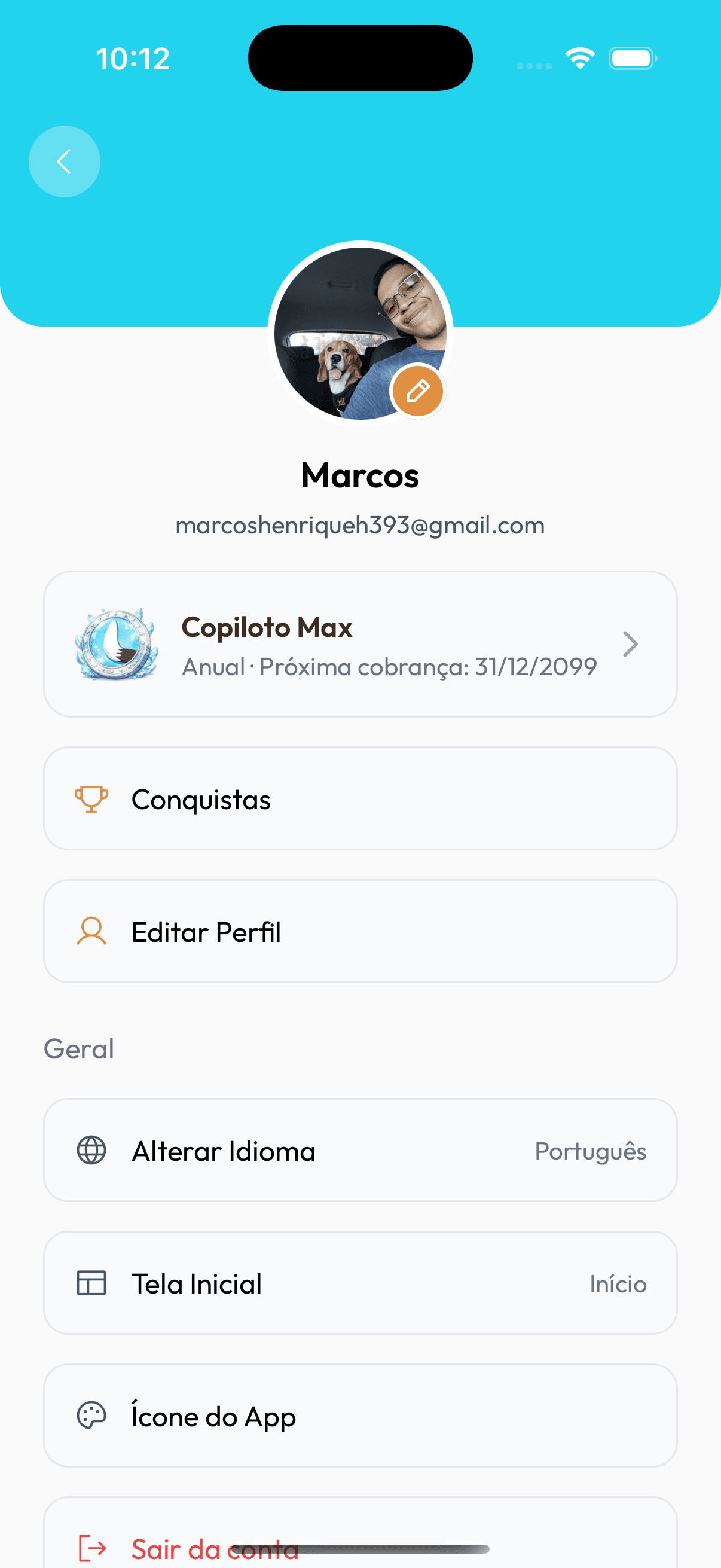 Open the Profile screen
